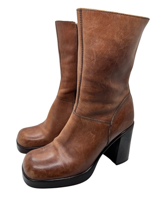 Steve Madden Shoes - Steve Madden Free Chunky Platform Leather Boots 90s Y2K Vintage Women's Size 7.5